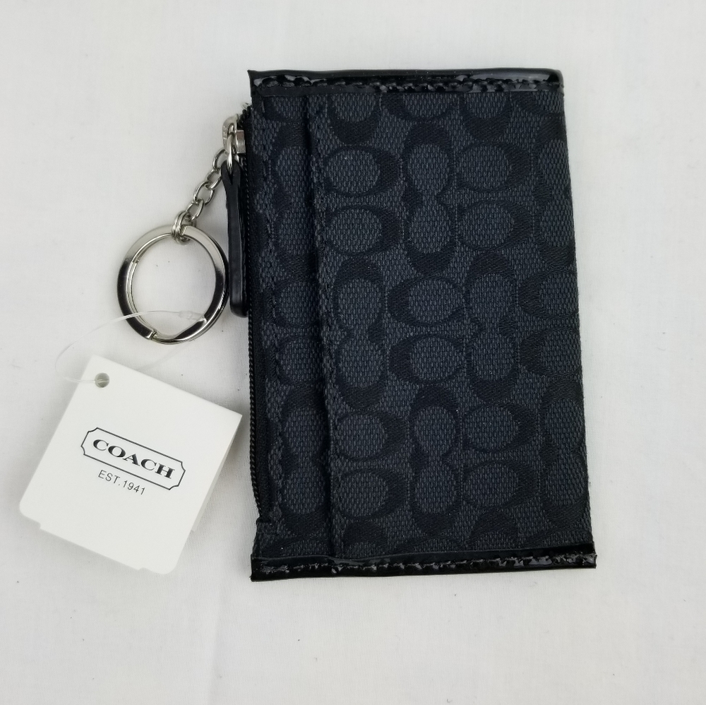 Coach Key Chain Holder Black Grey